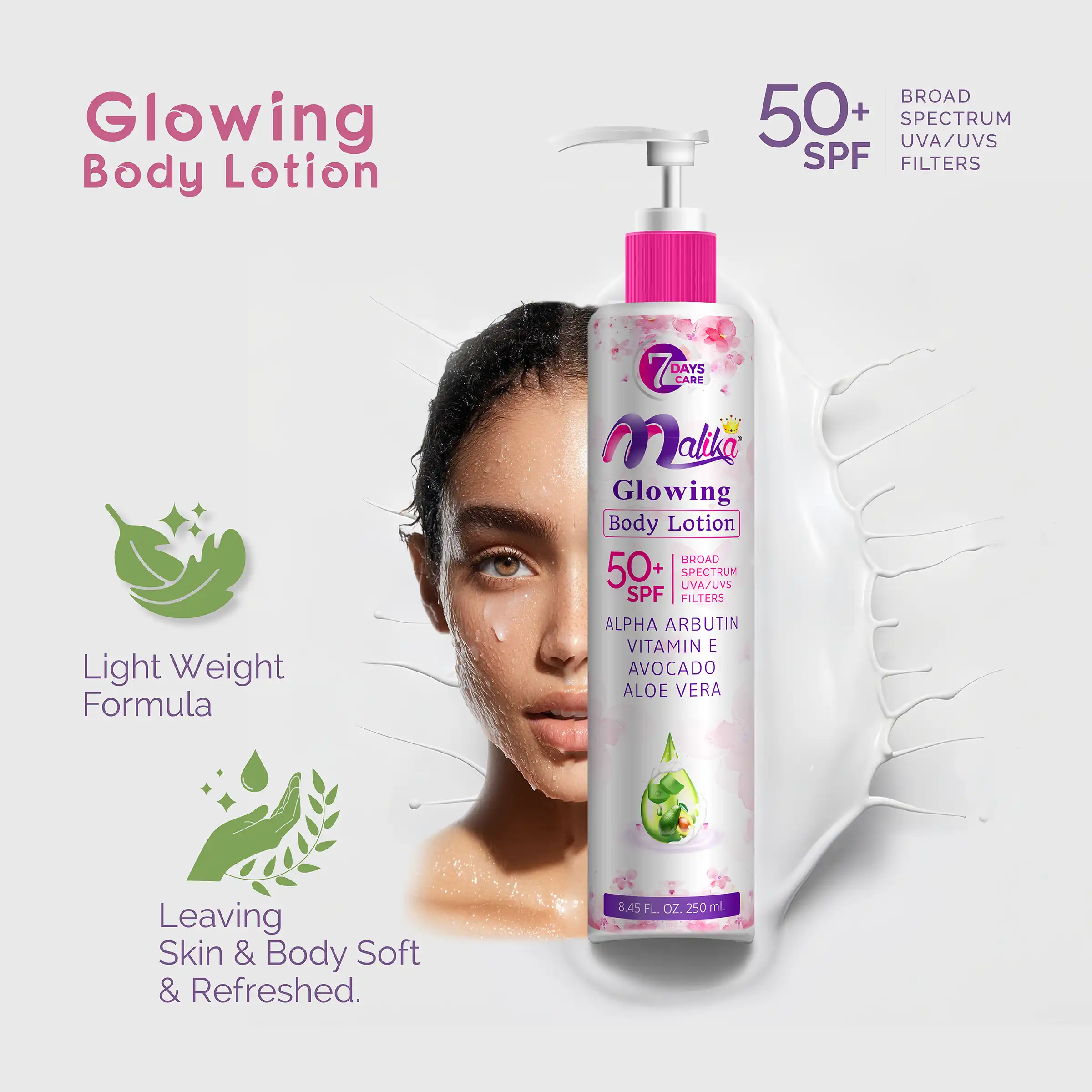 Malika GLOWING Face & Body Lotion - Image 3